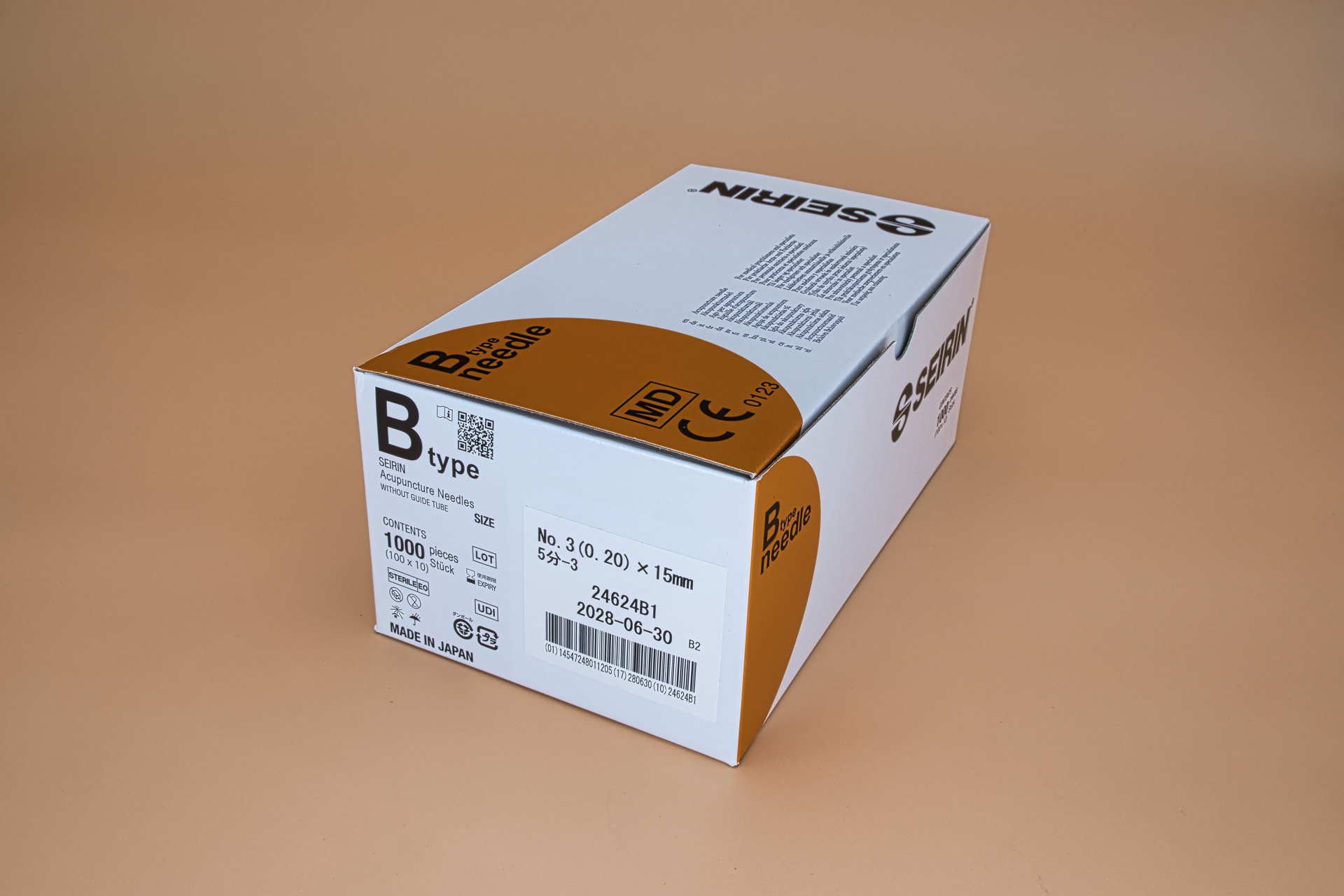 Akupunktur-Nadel SEIRIN Typ B; Nr. 3; 0,20 x 15 mm (Karton mit 1000 Nadeln)